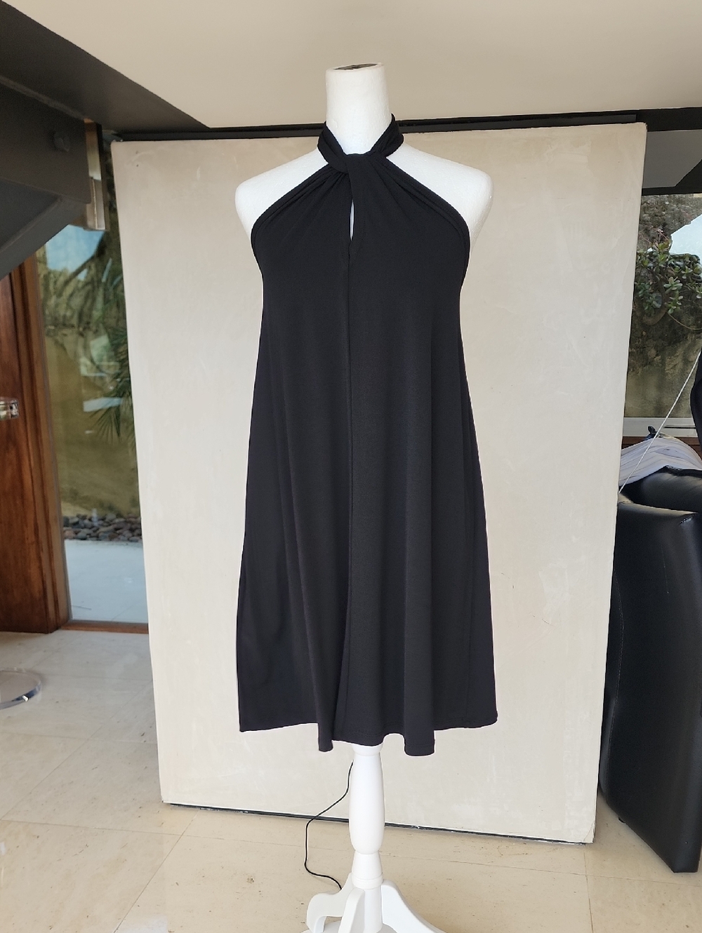 VENUS Black Halter Swing Dress
